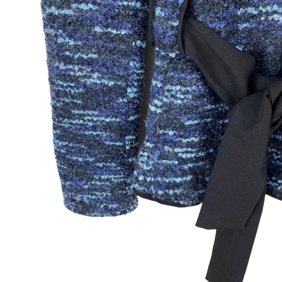 Sandro Blazer Jacket Tweed Textured Wool blend Blue Black Women’s Size S - Picture 5 of 9